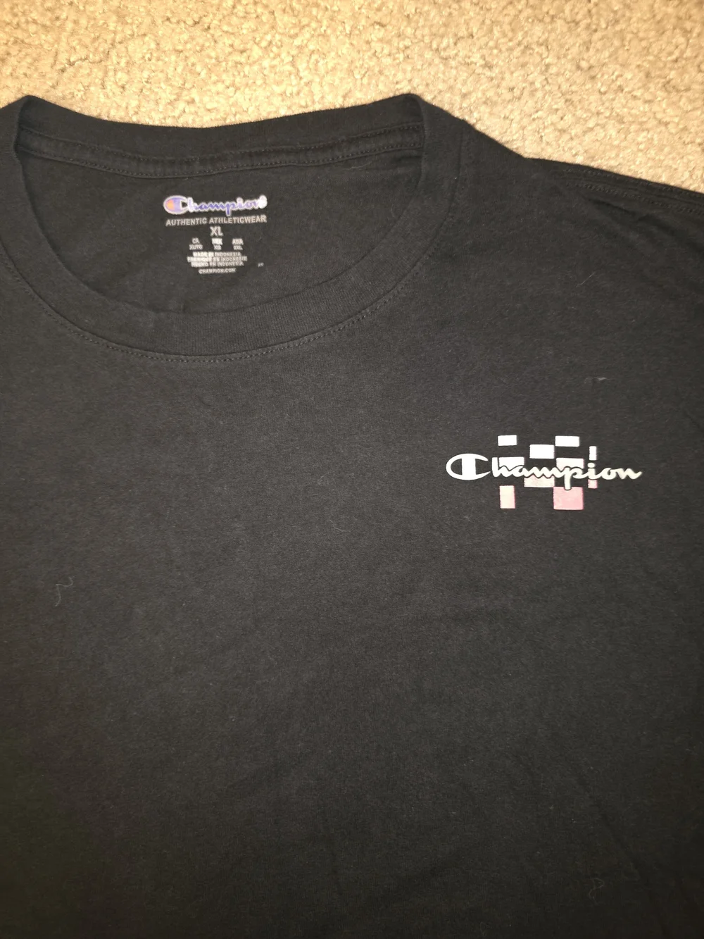 Champion Men’s Black Logo Crew Neck T-Shirt - Picture 2 of 4